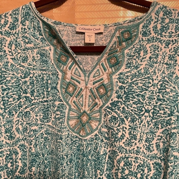 COLDWATER CREEK~TEAL BLOUSE~8-10 - Picture 4 of 5
